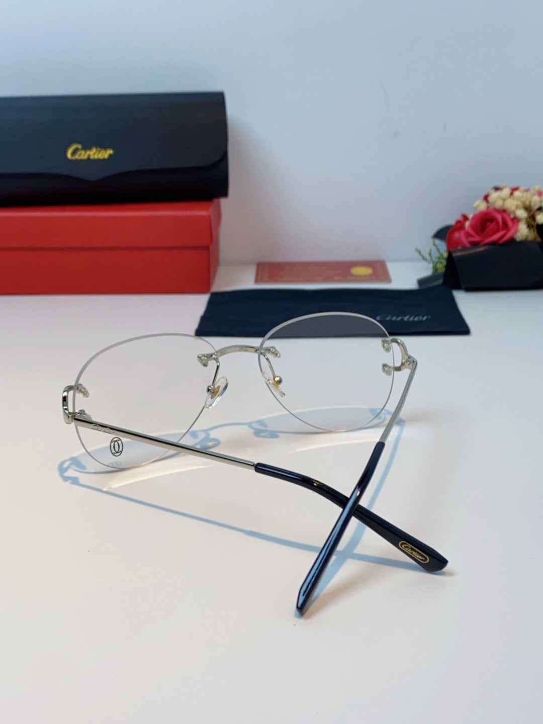 Cartier Lightweight Rimless Silver Lens Sunglasses for Men & Women - 432287 - detail image 3