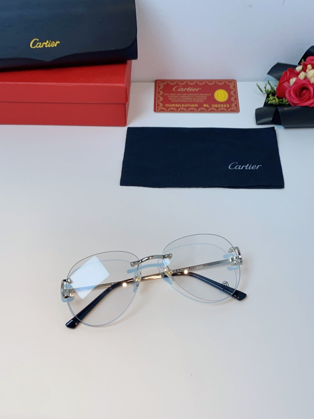 Cartier Lightweight Rimless Silver Lens Sunglasses for Men & Women - 432287 - detail image 9