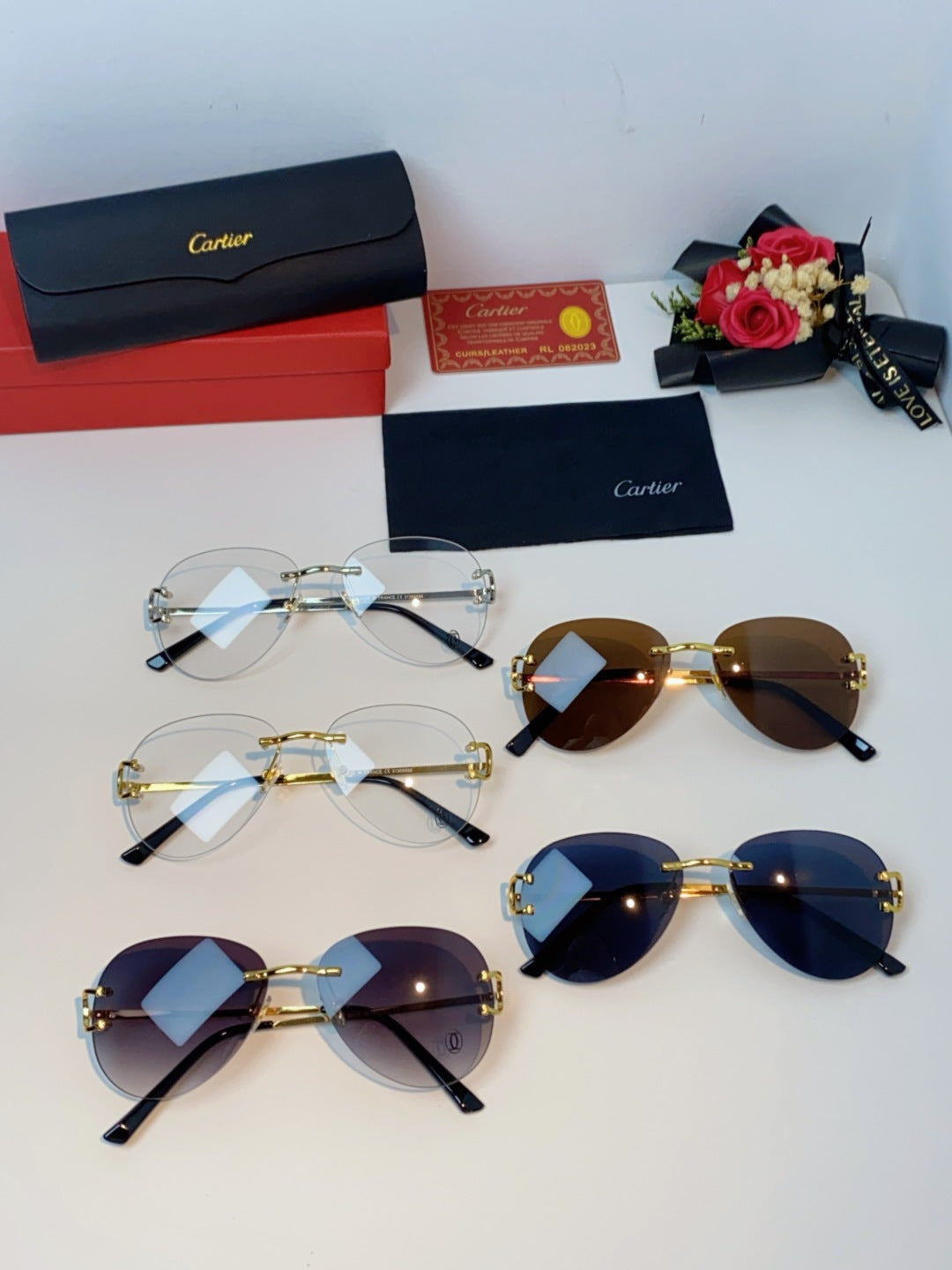Cartier Lightweight Rimless Silver Lens Sunglasses for Men & Women - 432287 - detail image 12