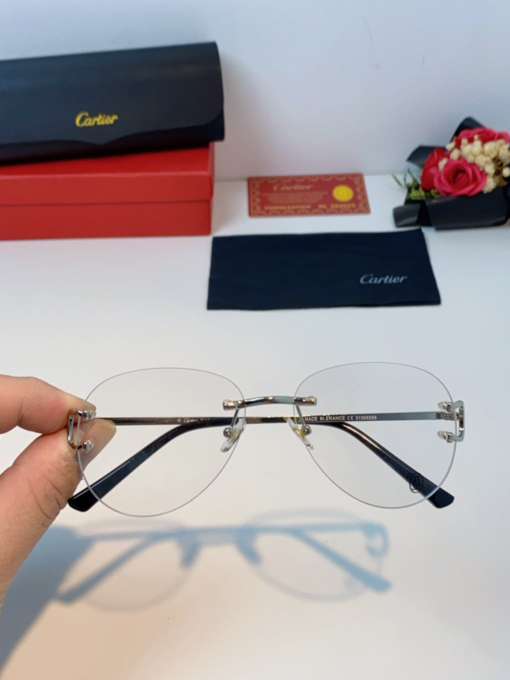 Cartier Lightweight Rimless Silver Lens Sunglasses for Men & Women - 432287 - detail image 4