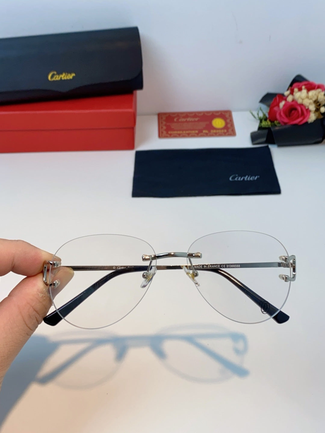Cartier Lightweight Rimless Silver Lens Sunglasses for Men & Women - 432287 - detail image 4