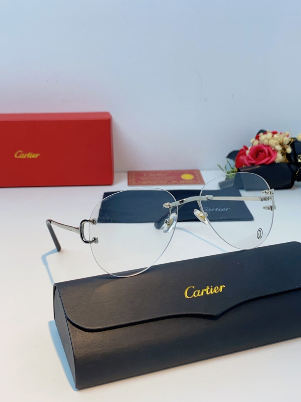 Cartier Lightweight Rimless Silver Lens Sunglasses for Men & Women - 432287 - detail image 10