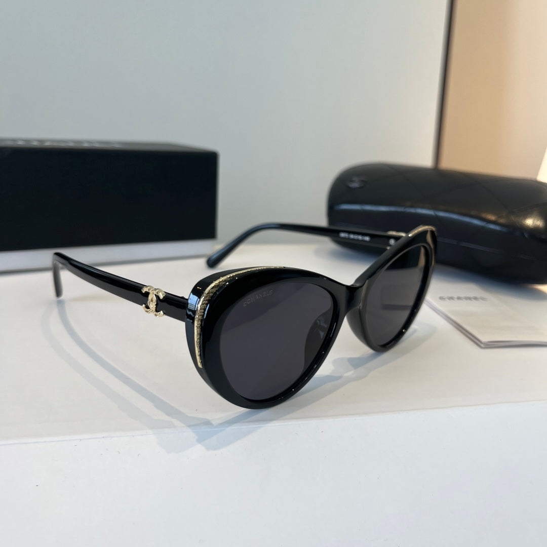 Chanel Cat-Eye Black Lens Sunglasses for Men & Women