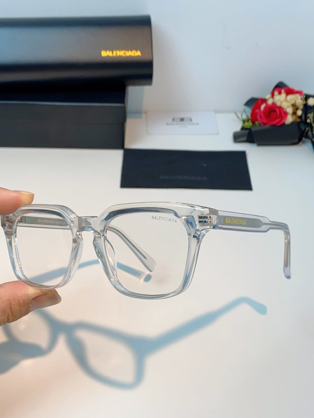Balenciaga Blue-Light Fashion Silver Lens Sunglasses for Men & Women - detail image 6