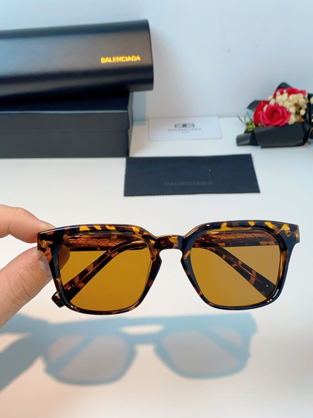 Balenciaga Blue-Light Fashion Brown Lens Sunglasses for Men & Women - detail image 4
