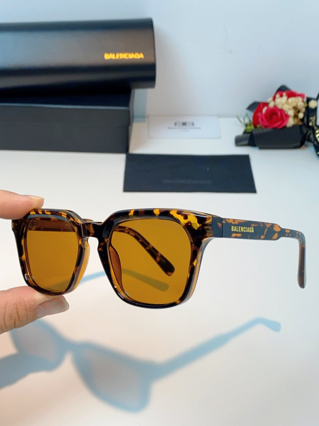 Balenciaga Blue-Light Fashion Brown Lens Sunglasses for Men & Women - detail image 6