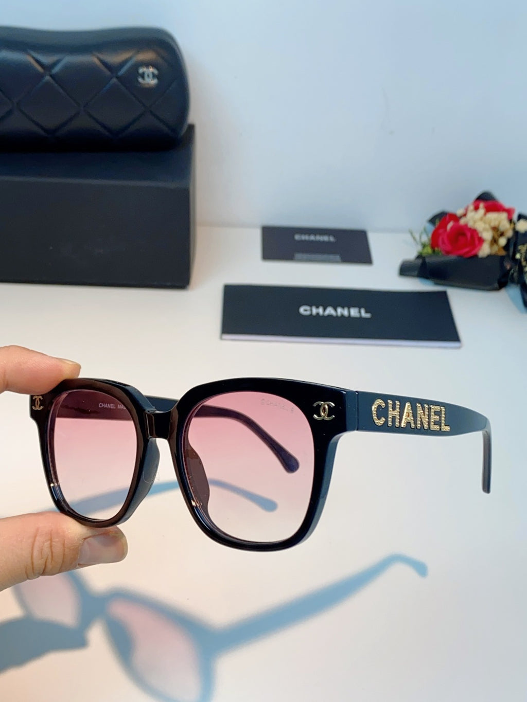 Chanel Square Black Lens Sunglasses for Women - 431647 - detail image 6