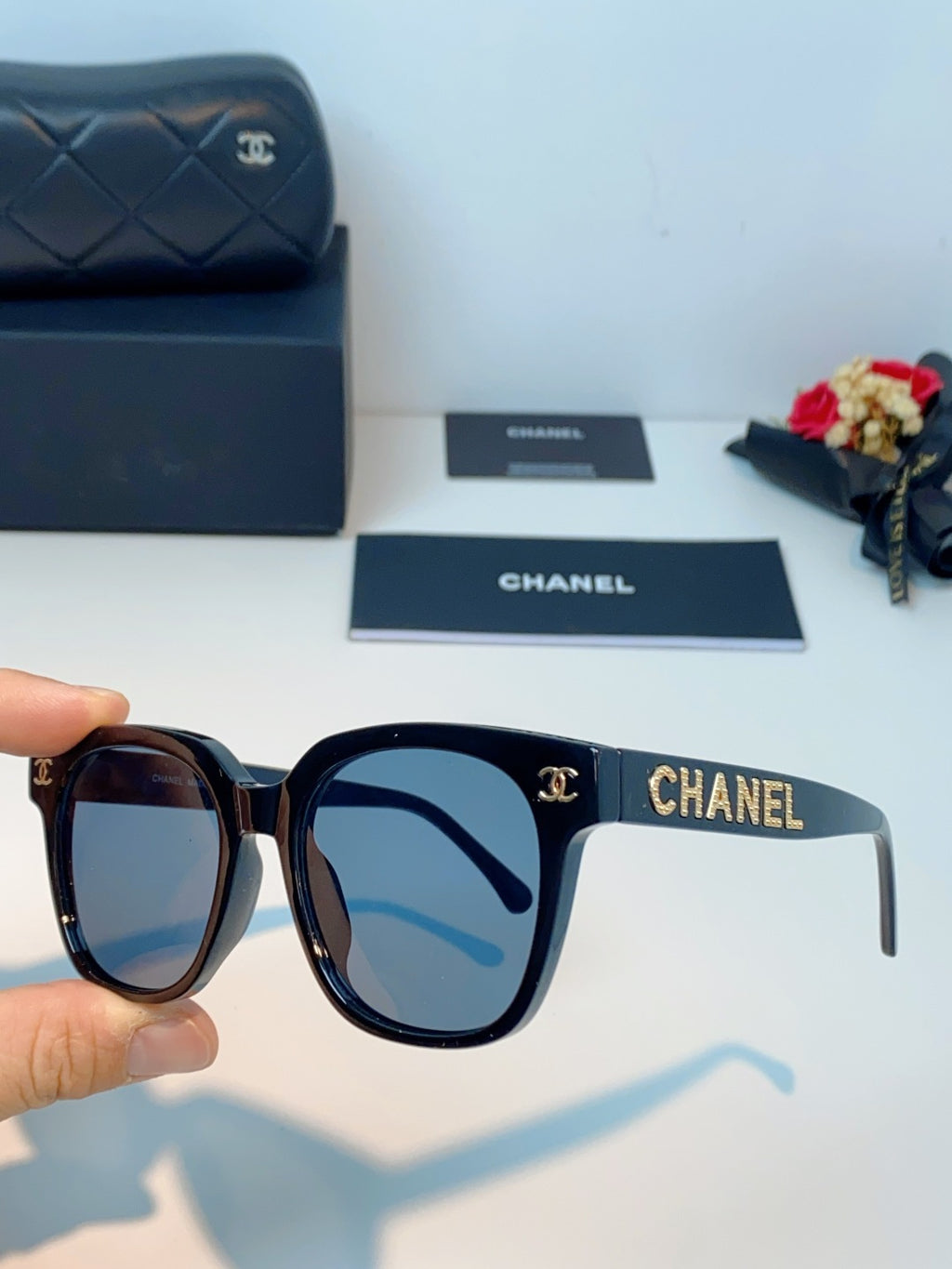 Chanel Square Blue Lens Sunglasses for Women - 431649 - detail image 6