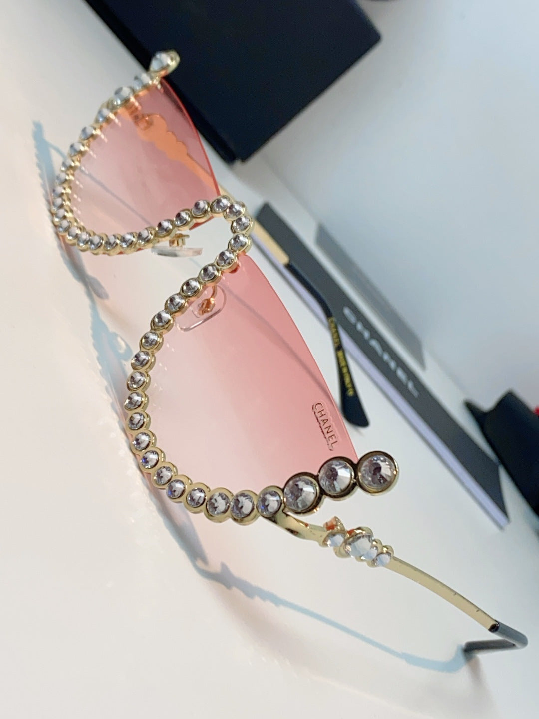 Chanel Metal Browline Pink Lens Sunglasses for Women - detail image 7