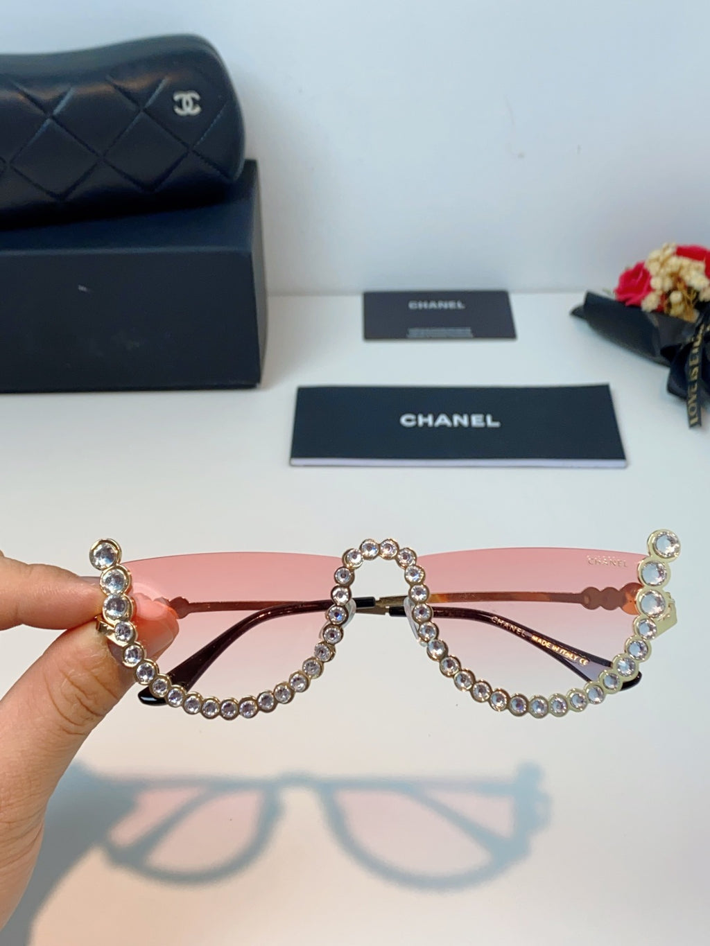 Chanel Metal Browline Pink Lens Sunglasses for Women - detail image 4