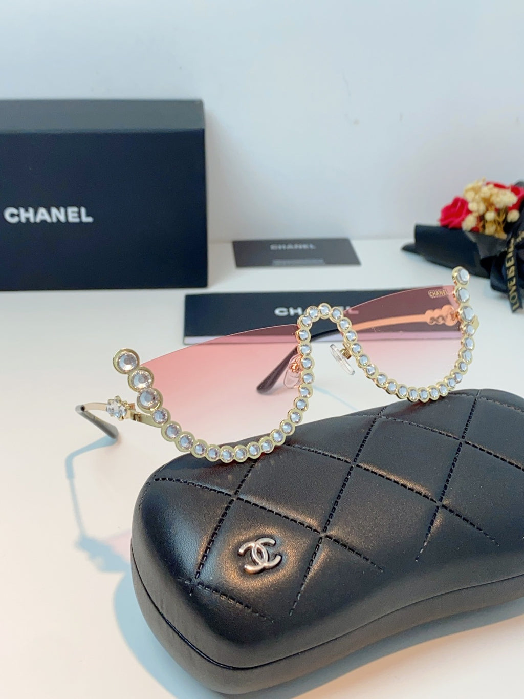 Chanel Metal Browline Pink Lens Sunglasses for Women - detail image 10