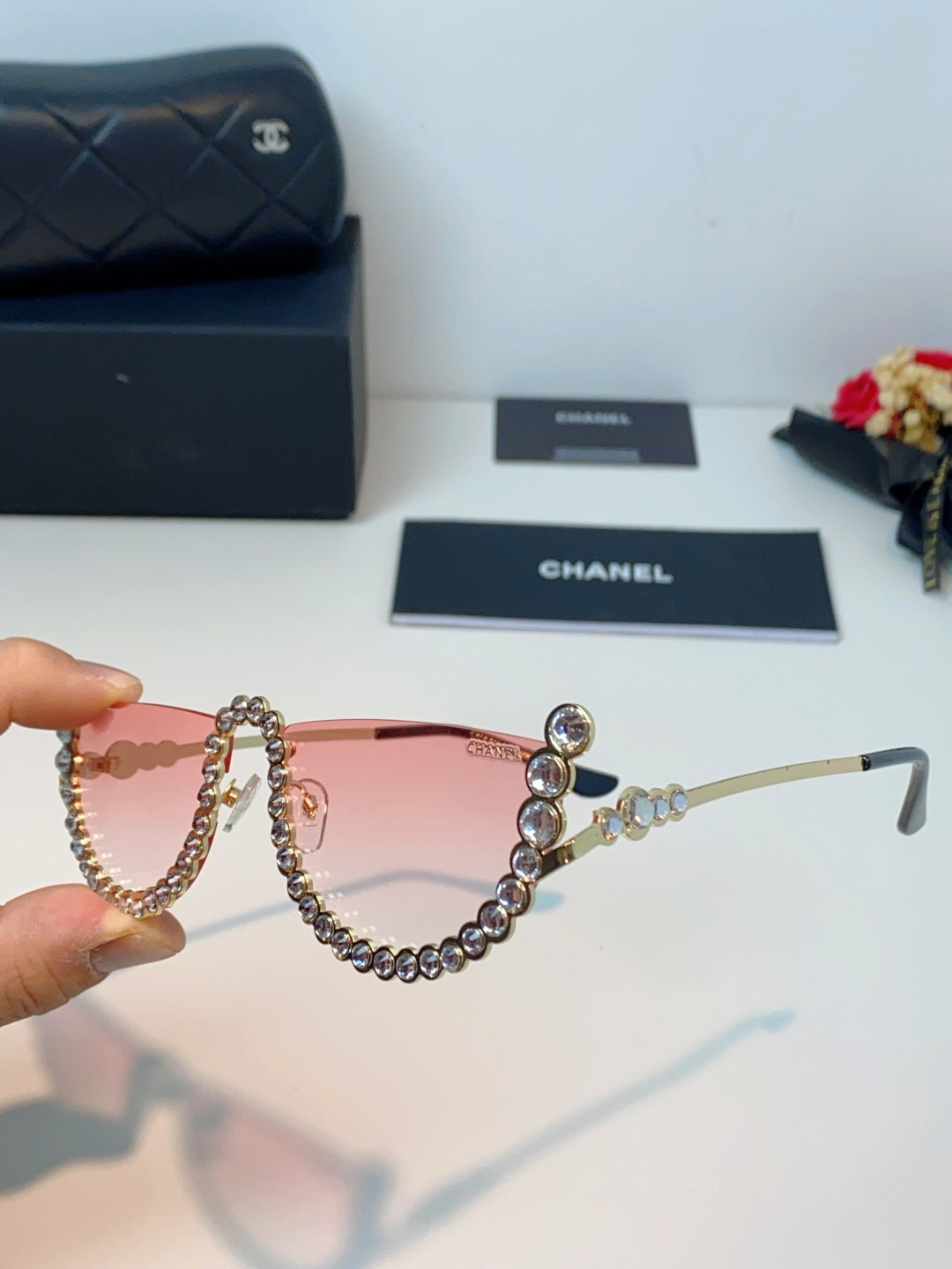 Chanel Metal Browline Pink Lens Sunglasses for Women - detail image 6