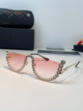 Chanel Metal Browline Pink Lens Sunglasses for Women