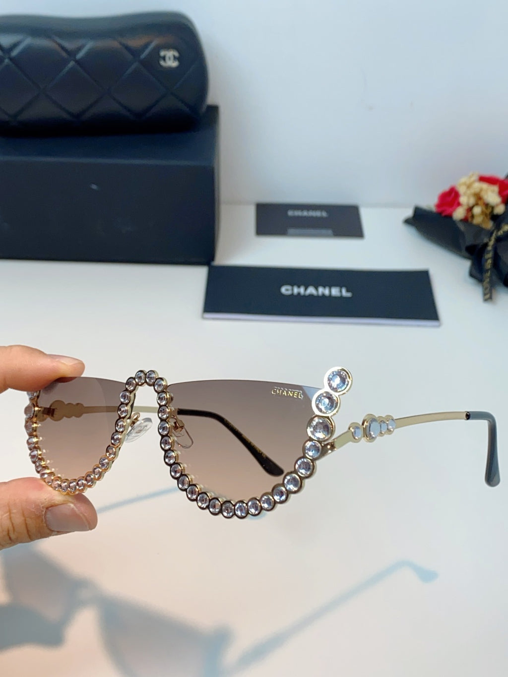 Chanel Metal Browline Brown Lens Sunglasses for Women - 431654 - detail image 6