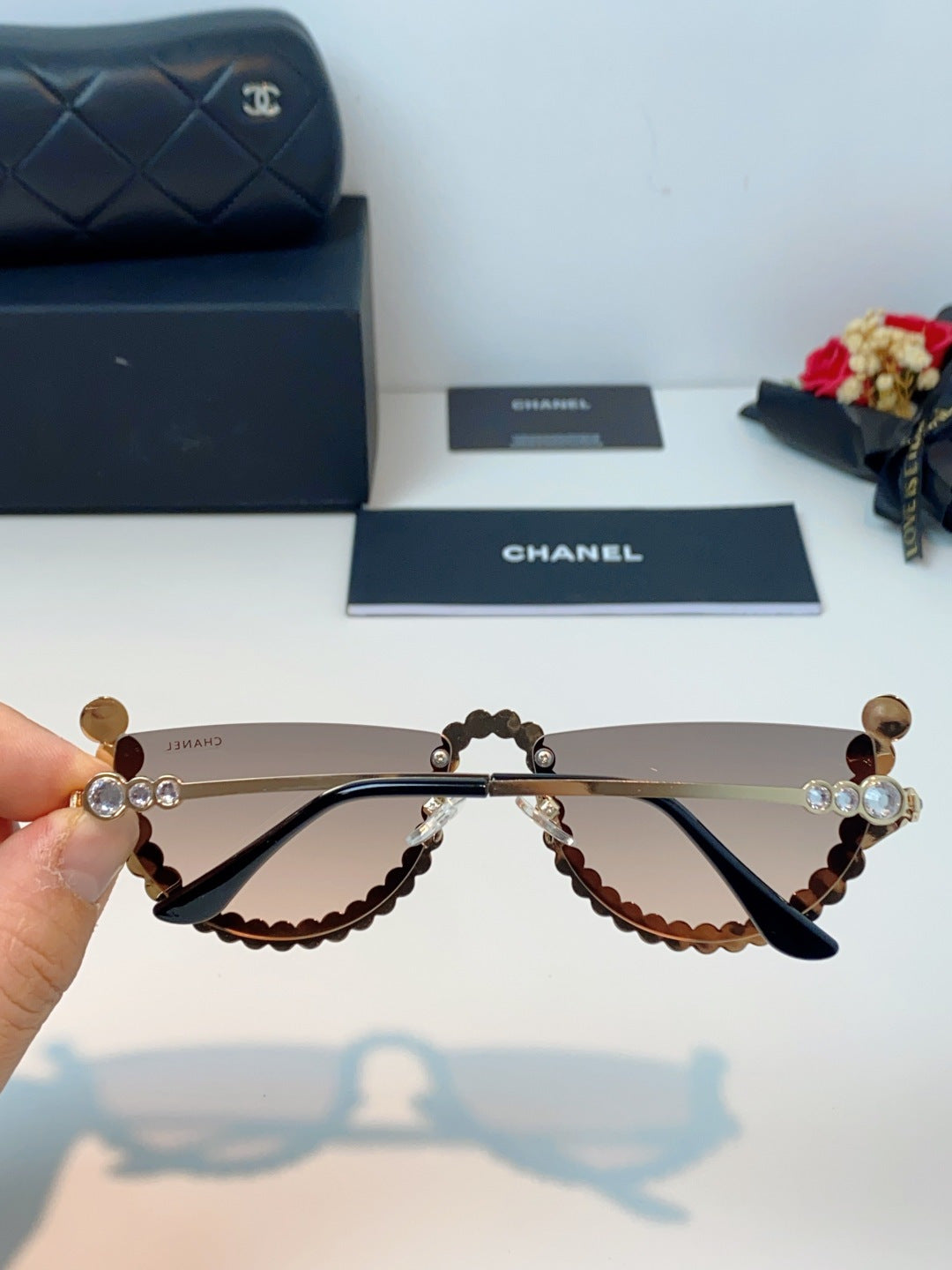 Chanel Metal Browline Brown Lens Sunglasses for Women - 431654 - detail image 5