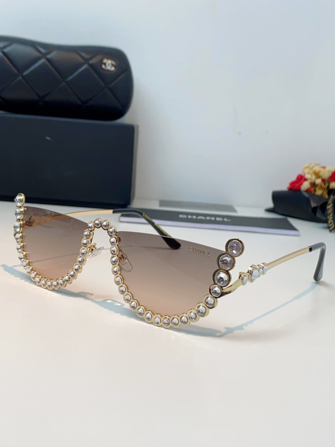 Chanel Metal Browline Brown Lens Sunglasses for Women - 431654