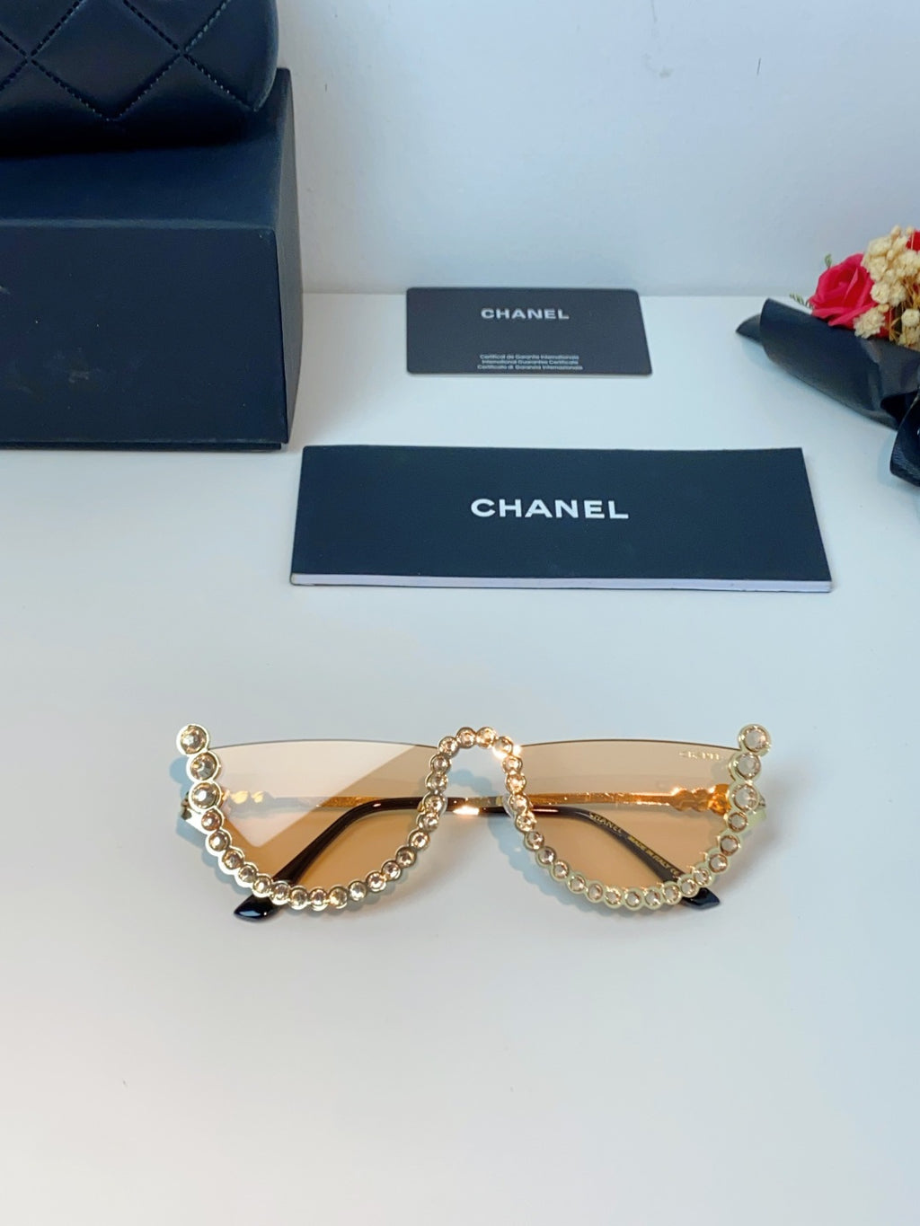 Chanel Metal Browline Gold Lens Sunglasses for Women - detail image 9