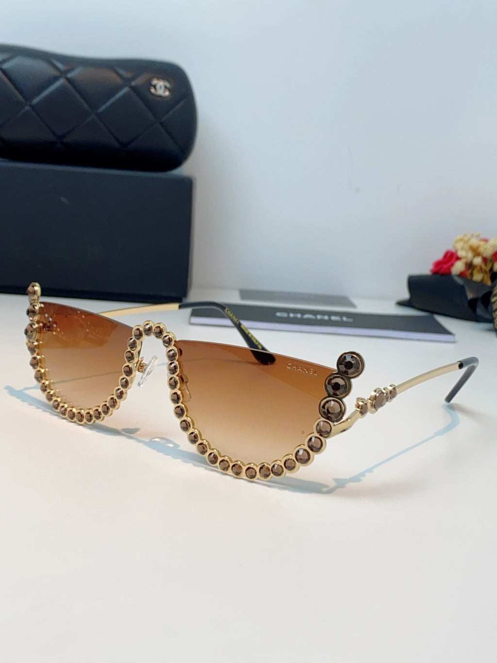 Chanel Metal Browline Brown Lens Sunglasses for Women