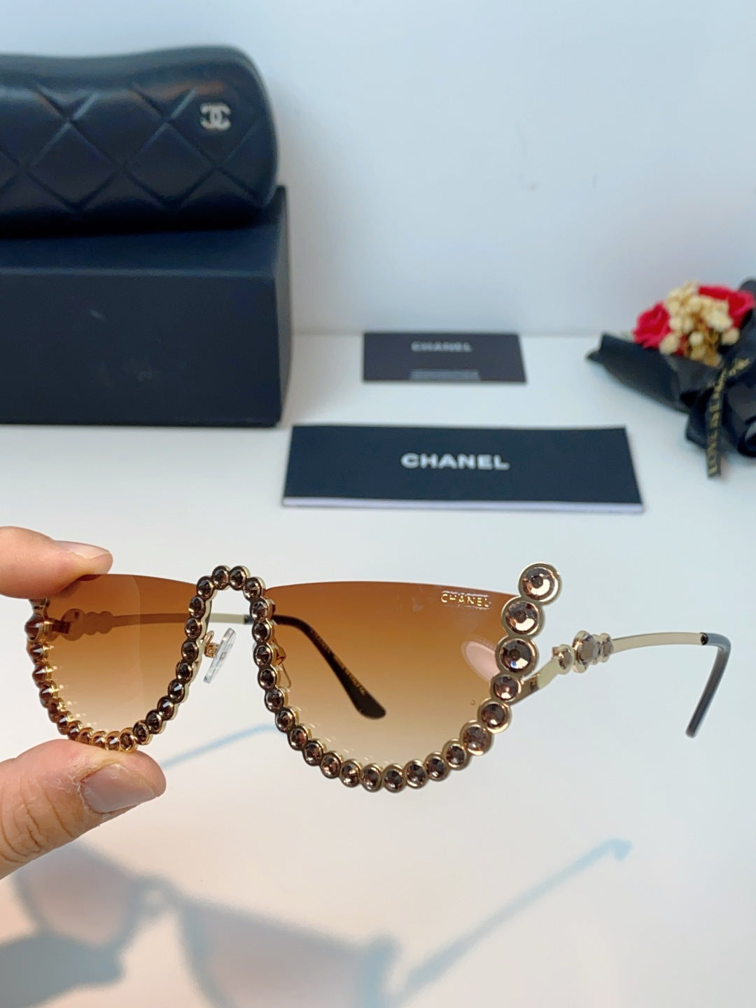 Chanel Metal Browline Brown Lens Sunglasses for Women - detail image 6