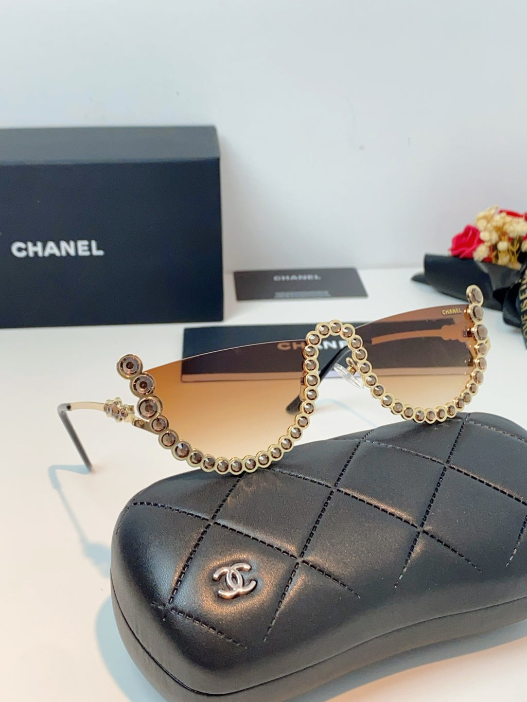 Chanel Metal Browline Brown Lens Sunglasses for Women - detail image 10