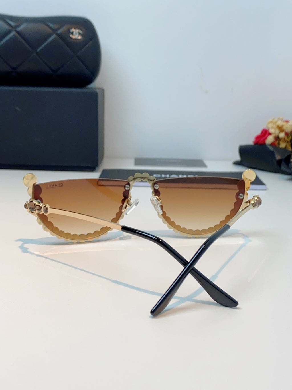 Chanel Metal Browline Brown Lens Sunglasses for Women - detail image 3