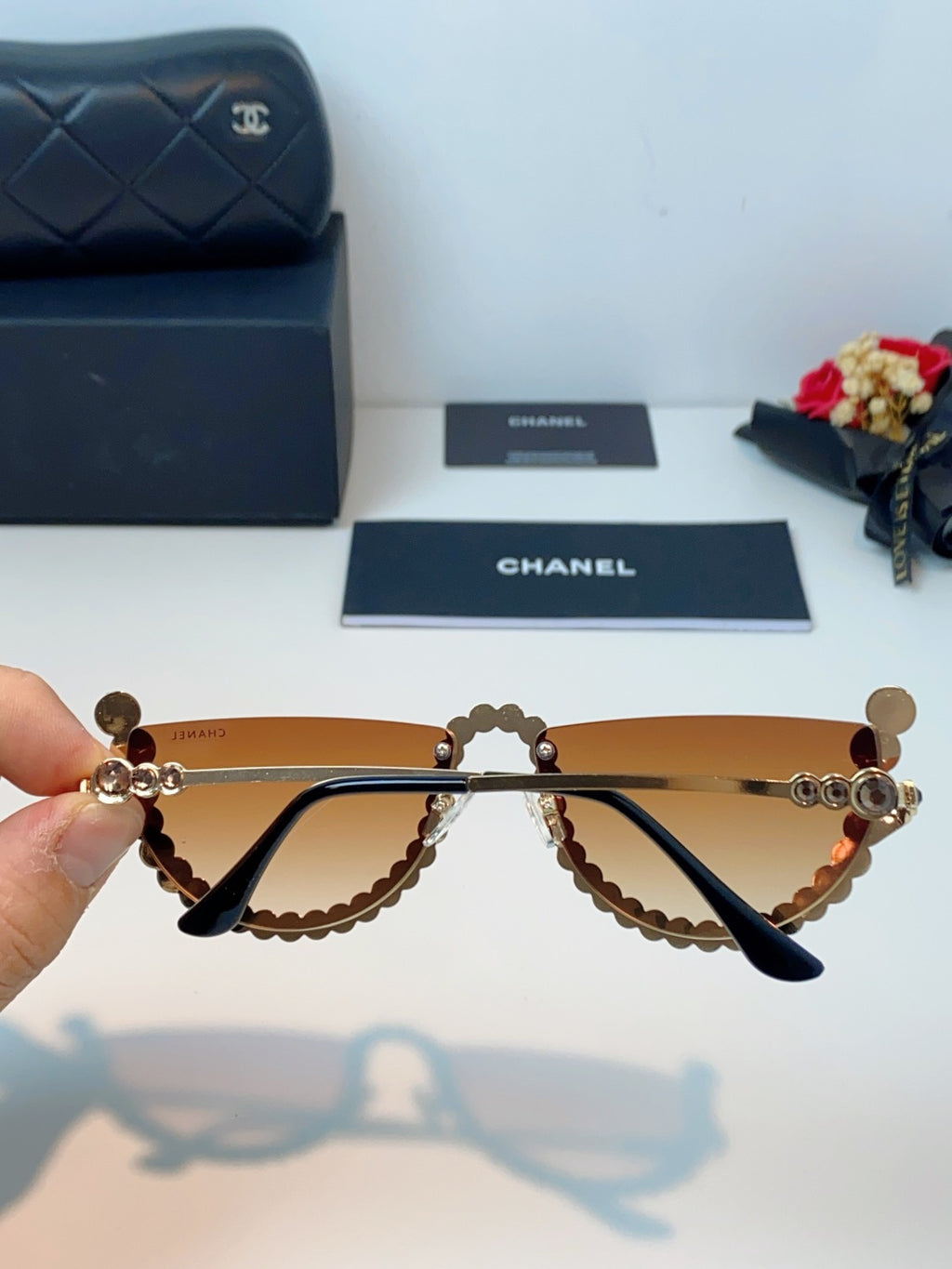Chanel Metal Browline Brown Lens Sunglasses for Women - detail image 5