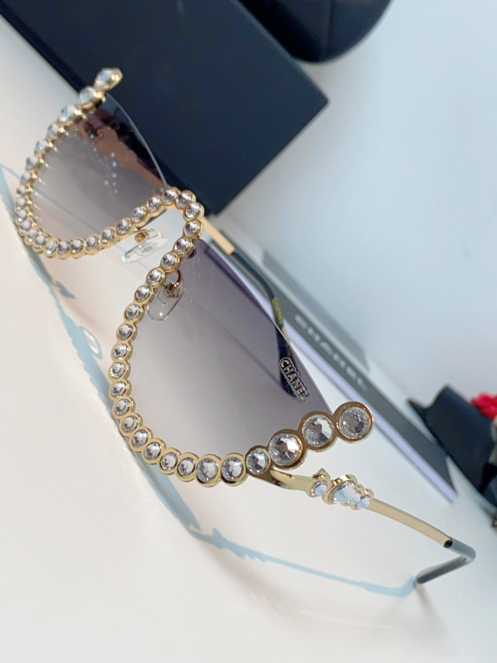 Chanel Metal Browline Gray Lens Sunglasses for Women - detail image 7