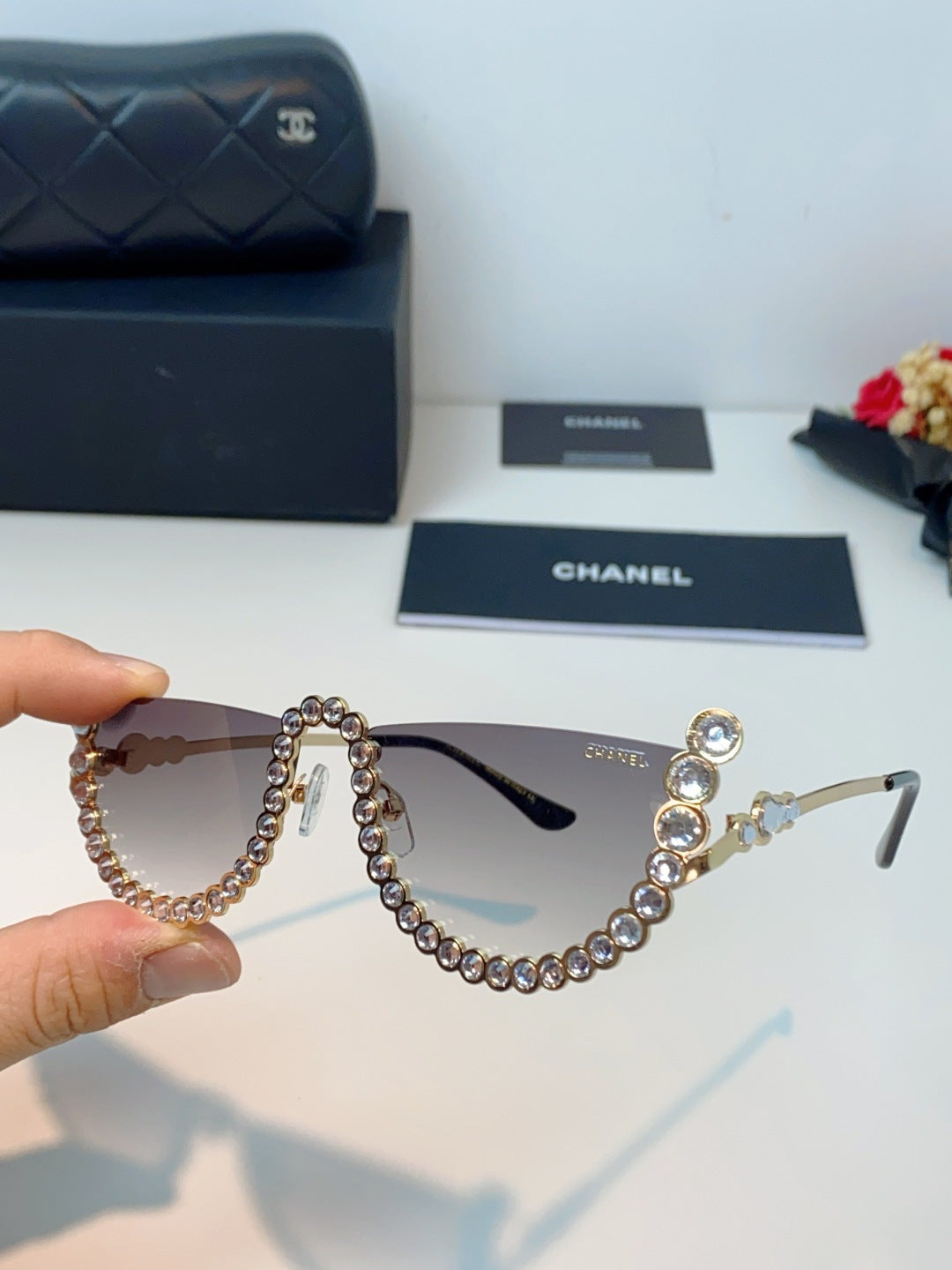 Chanel Metal Browline Gray Lens Sunglasses for Women - detail image 6