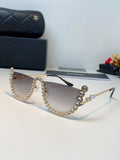 Chanel Metal Browline Gray Lens Sunglasses for Women