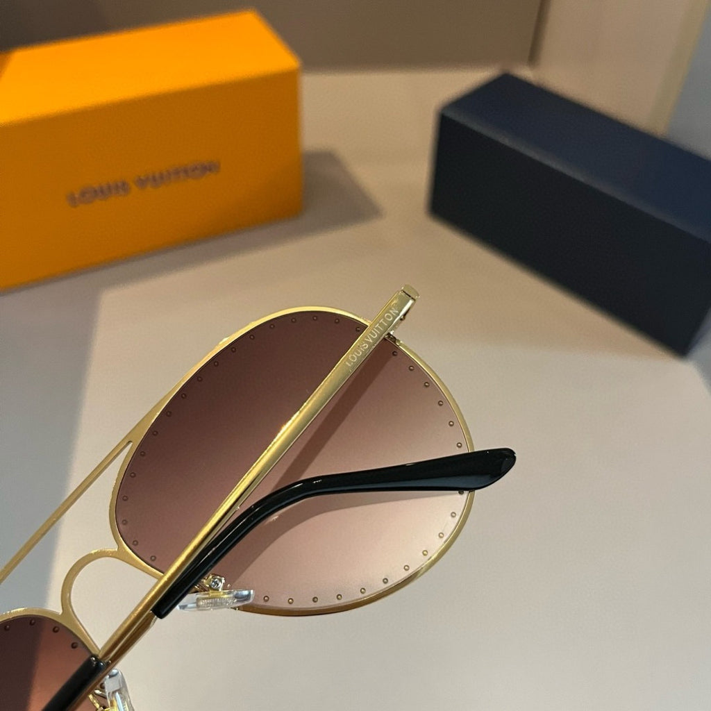 Louis Vuitton Metal Aviator Gold Lens Sunglasses for Men & Women - 493183 - detail image 10