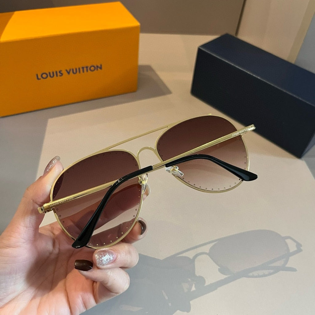 Louis Vuitton Metal Aviator Gold Lens Sunglasses for Men & Women - 493183 - detail image 7