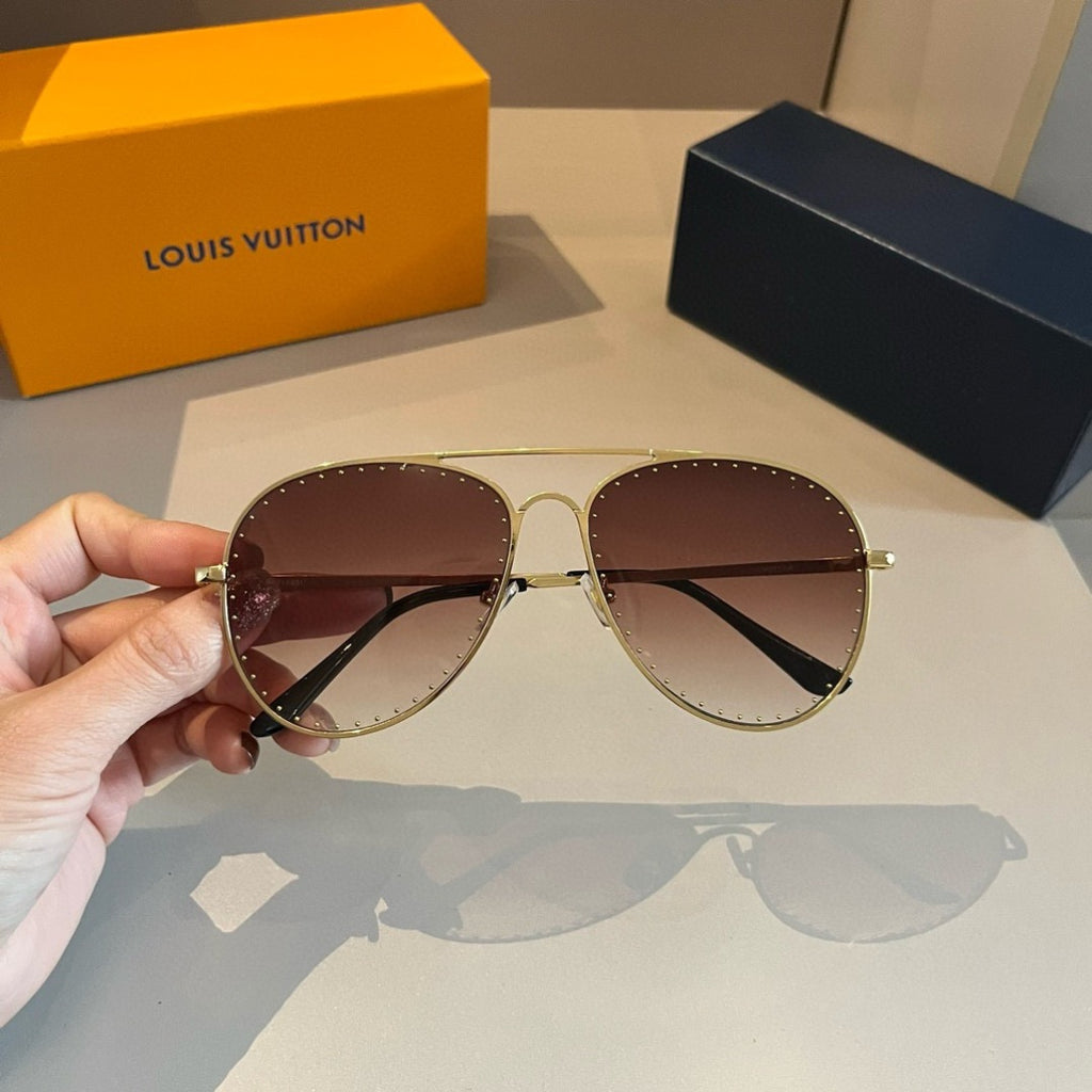Louis Vuitton Metal Aviator Gold Lens Sunglasses for Men & Women - 493183 - detail image 5