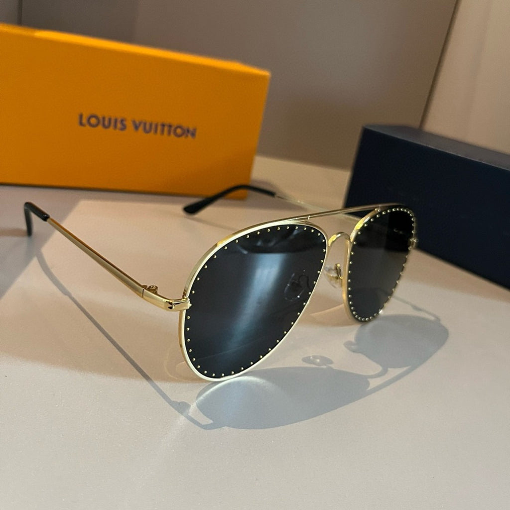 Louis Vuitton Metal Aviator Gold Lens Sunglasses for Men & Women