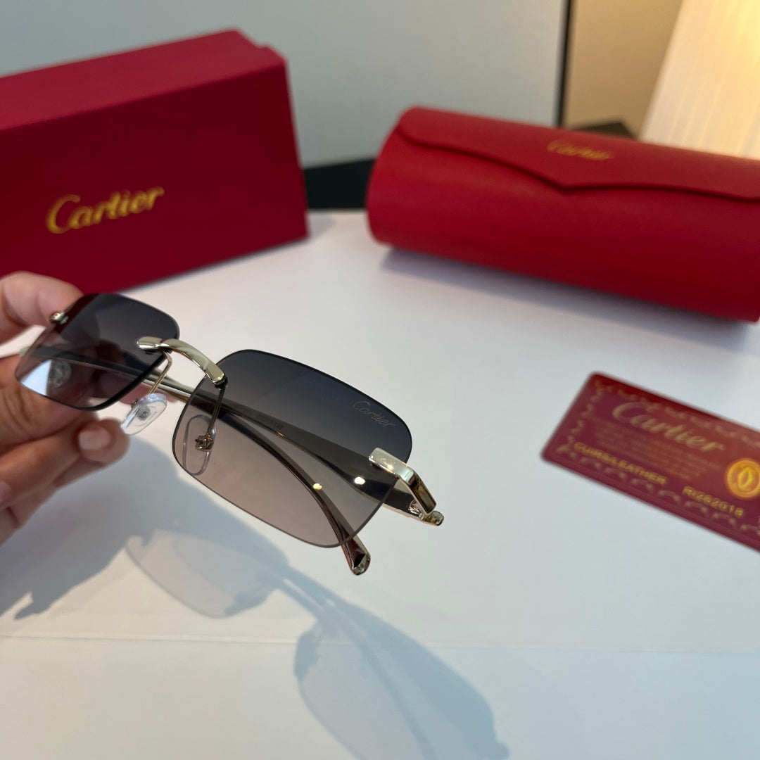 Cartier Lightweight Metal Rimless Blue Lens Sunglasses for Men & Wome - 432266 - detail image 6