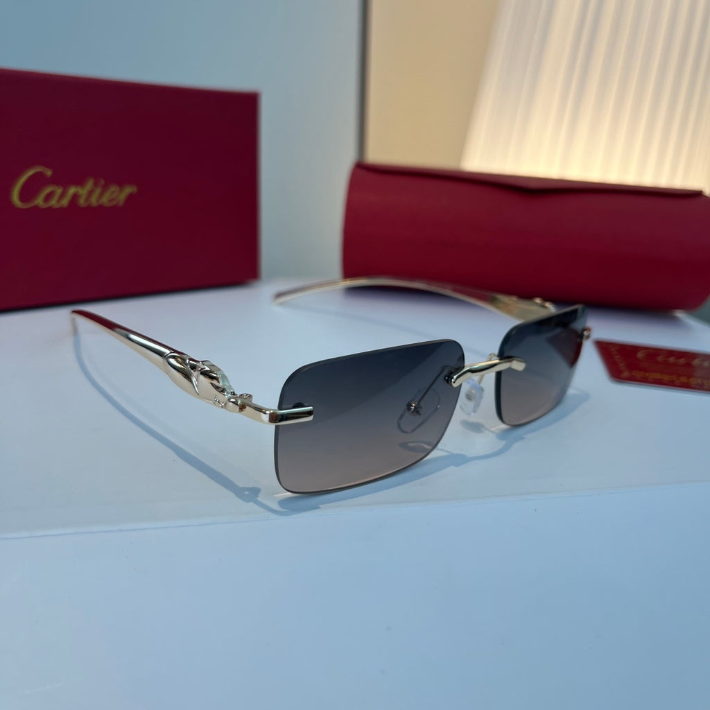 Cartier Lightweight Metal Rimless Blue Lens Sunglasses for Men & Wome - 432266