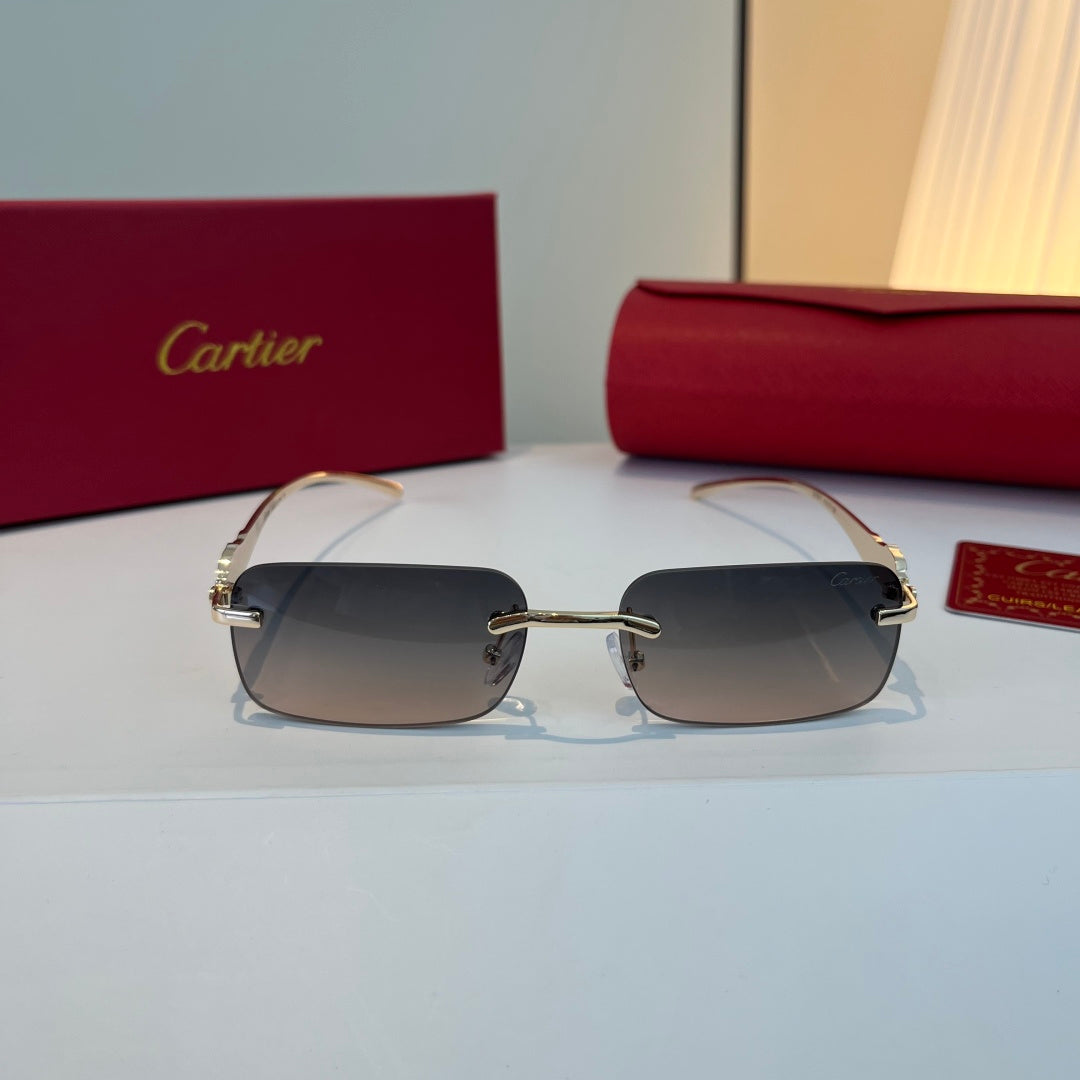 Cartier Lightweight Metal Rimless Blue Lens Sunglasses for Men & Wome - 432266 - detail image 2