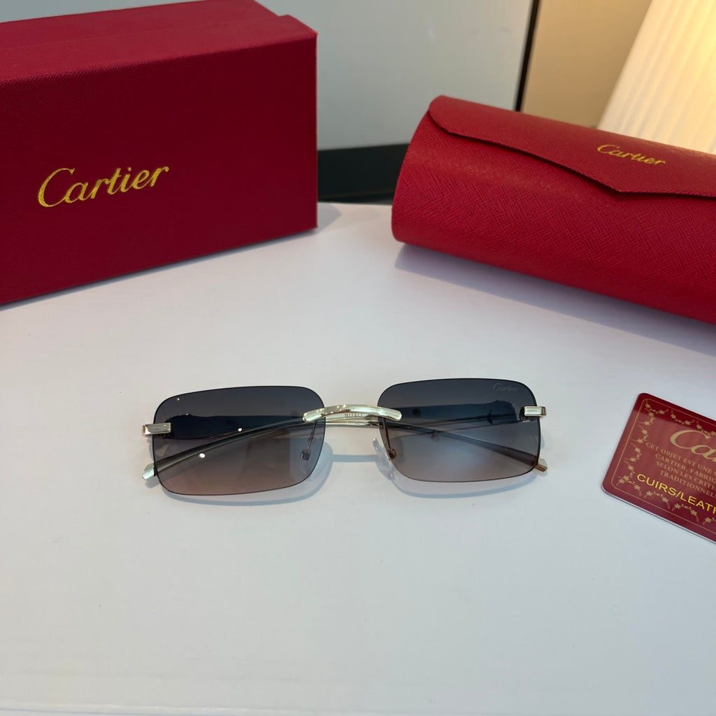 Cartier Lightweight Metal Rimless Blue Lens Sunglasses for Men & Wome - 432266 - detail image 5