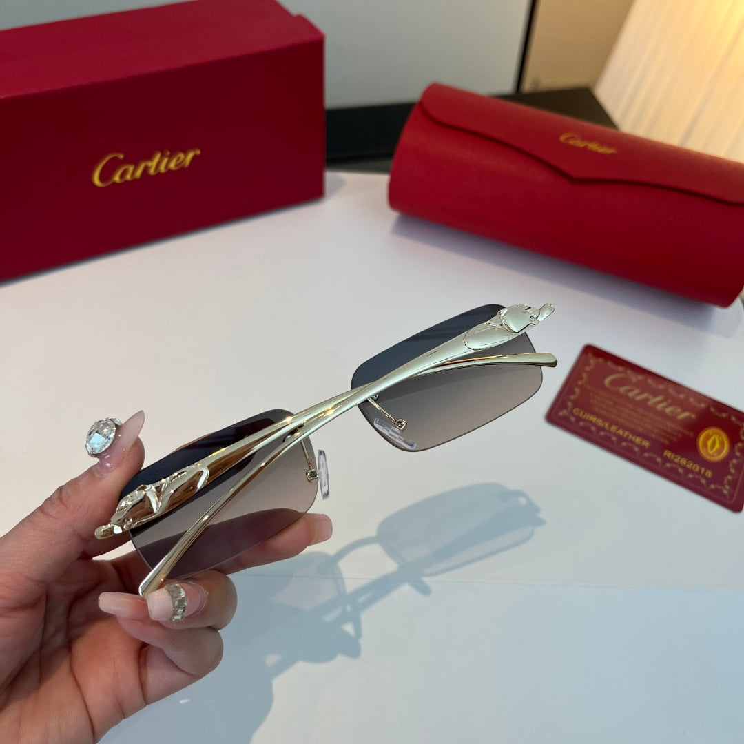 Cartier Lightweight Metal Rimless Blue Lens Sunglasses for Men & Wome - 432266 - detail image 8