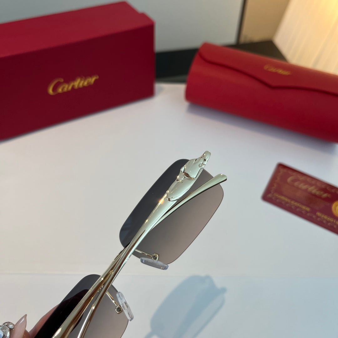 Cartier Lightweight Metal Rimless Blue Lens Sunglasses for Men & Wome - 432266 - detail image 7