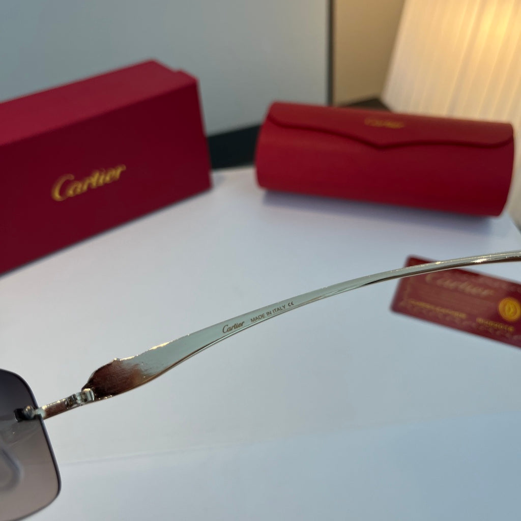 Cartier Lightweight Metal Rimless Blue Lens Sunglasses for Men & Wome - 432266 - detail image 10