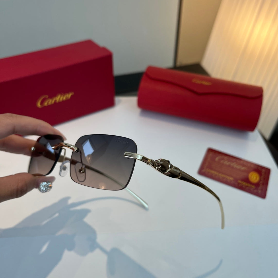 Cartier Lightweight Metal Rimless Blue Lens Sunglasses for Men & Wome - 432266 - detail image 4