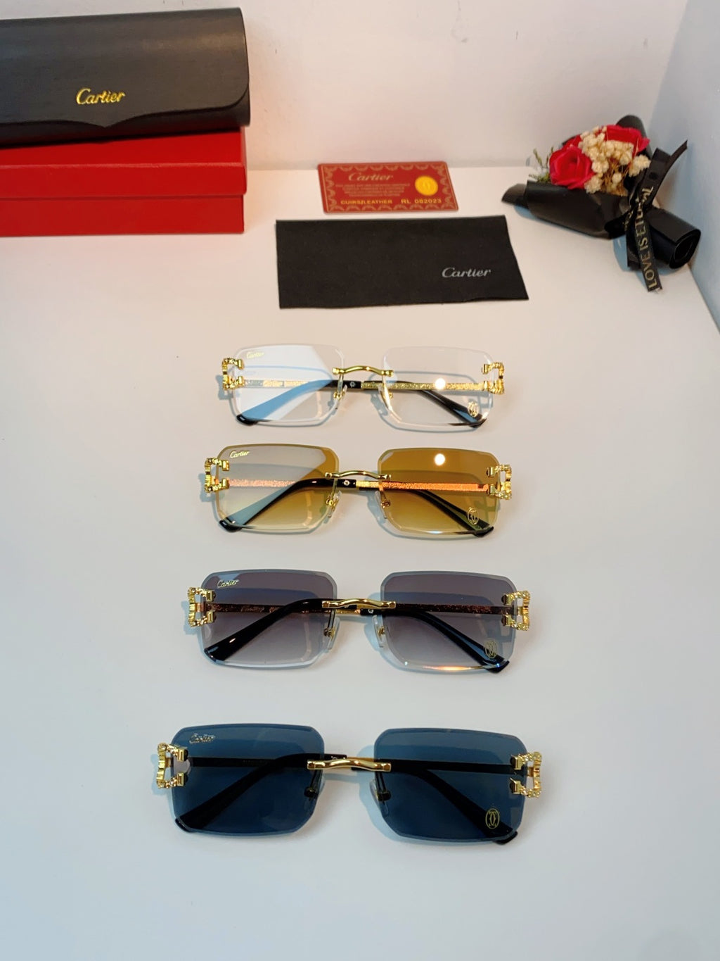 Cartier Lightweight Rimless Black Lens Sunglasses for Men & Women - 449491 - detail image 12