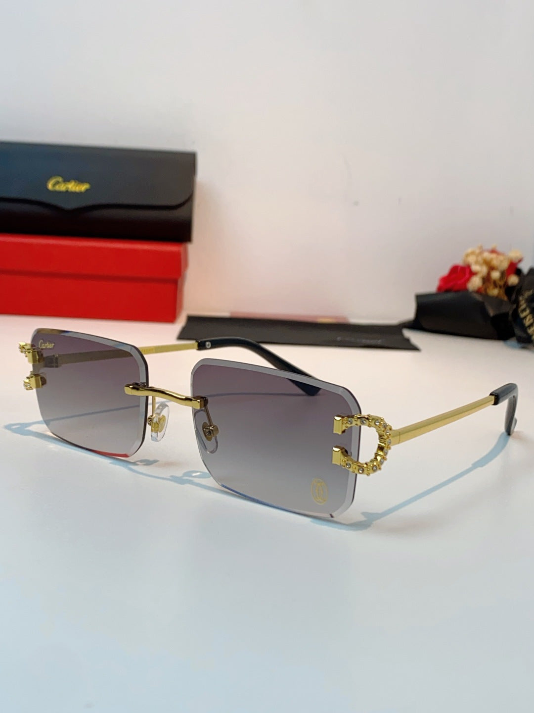 Cartier Lightweight Rimless Gray Lens Sunglasses for Men & Women - 449490