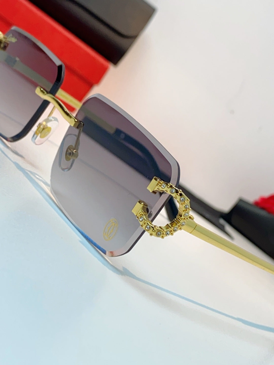 Cartier Lightweight Rimless Gray Lens Sunglasses for Men & Women - 449490 - detail image 7