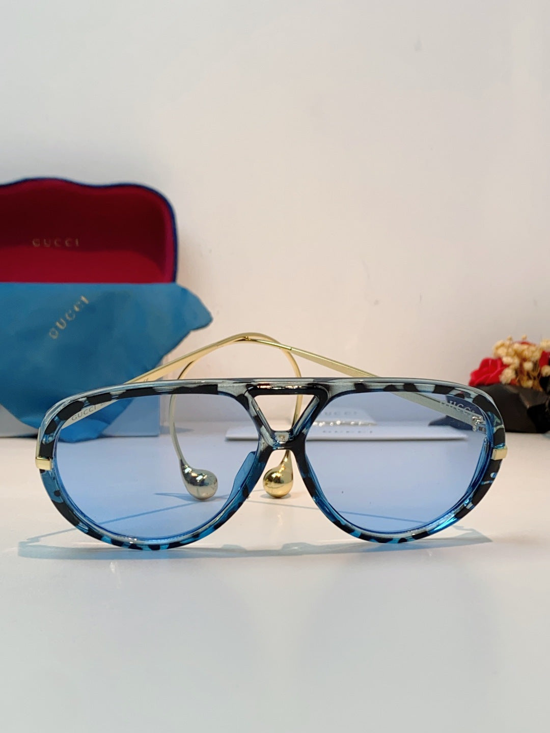 Gucci Aviator Blue Lens Sunglasses for Men & Women - 448805 - detail image 2