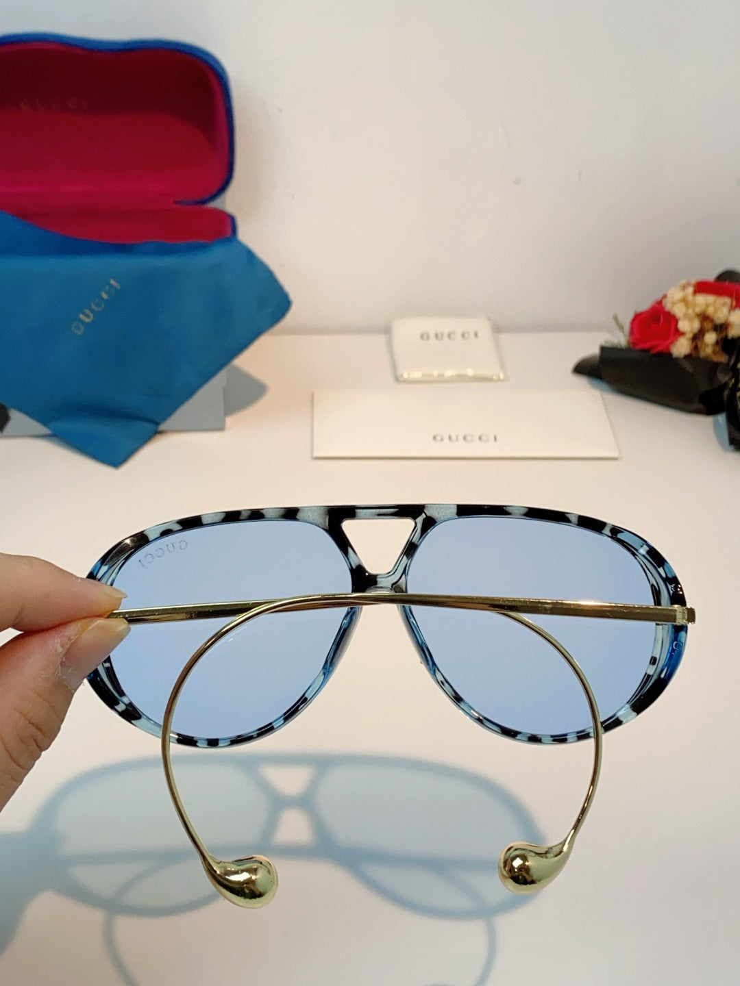 Gucci Aviator Blue Lens Sunglasses for Men & Women - 448805 - detail image 5
