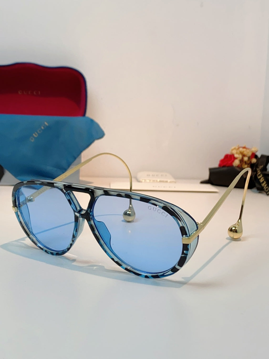Gucci Aviator Blue Lens Sunglasses for Men & Women - 448805