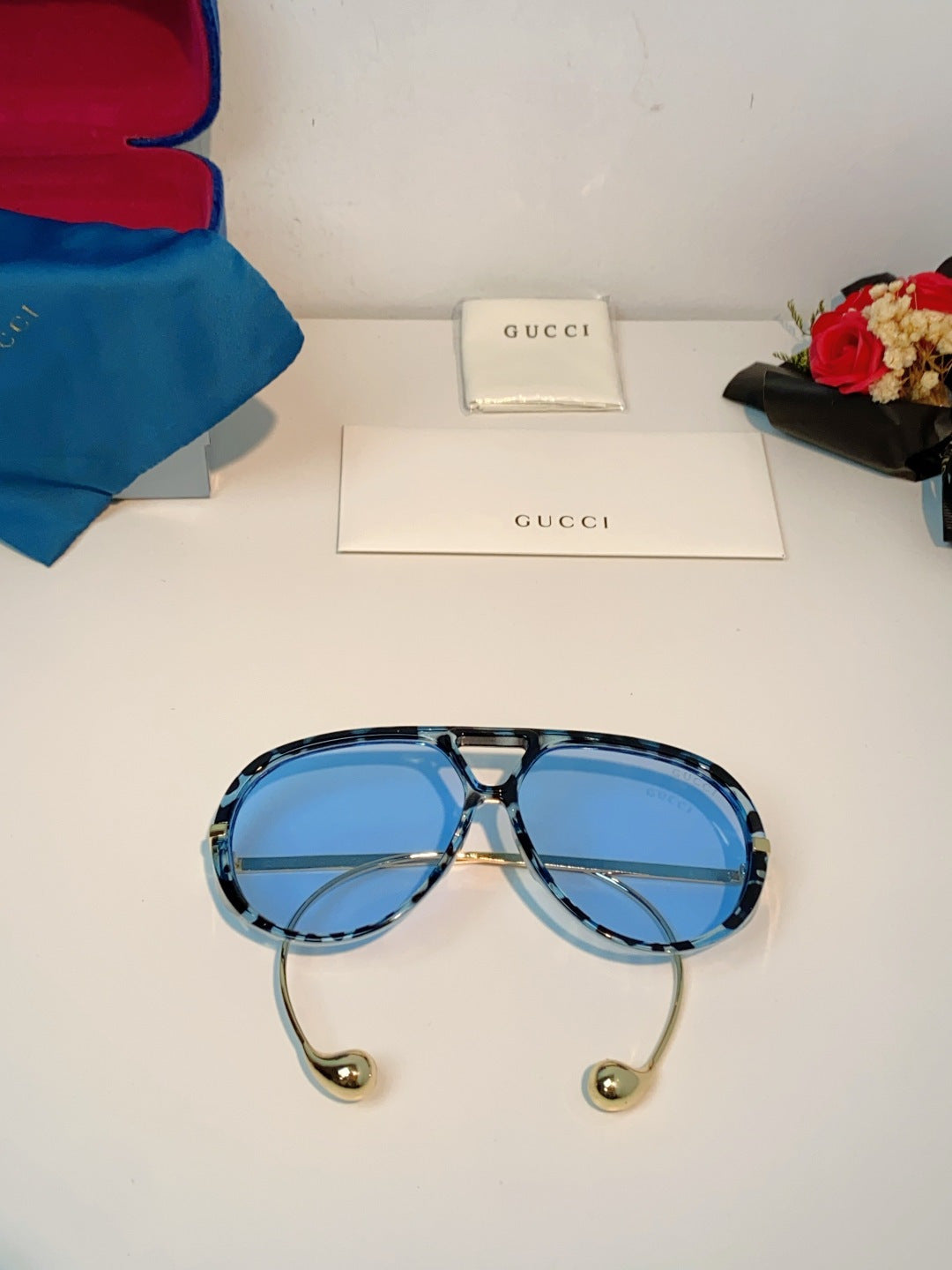 Gucci Aviator Blue Lens Sunglasses for Men & Women - 448805 - detail image 9