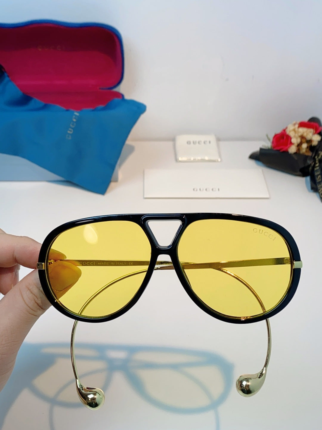 Gucci Aviator Orange Lens Sunglasses for Men & Women - detail image 4
