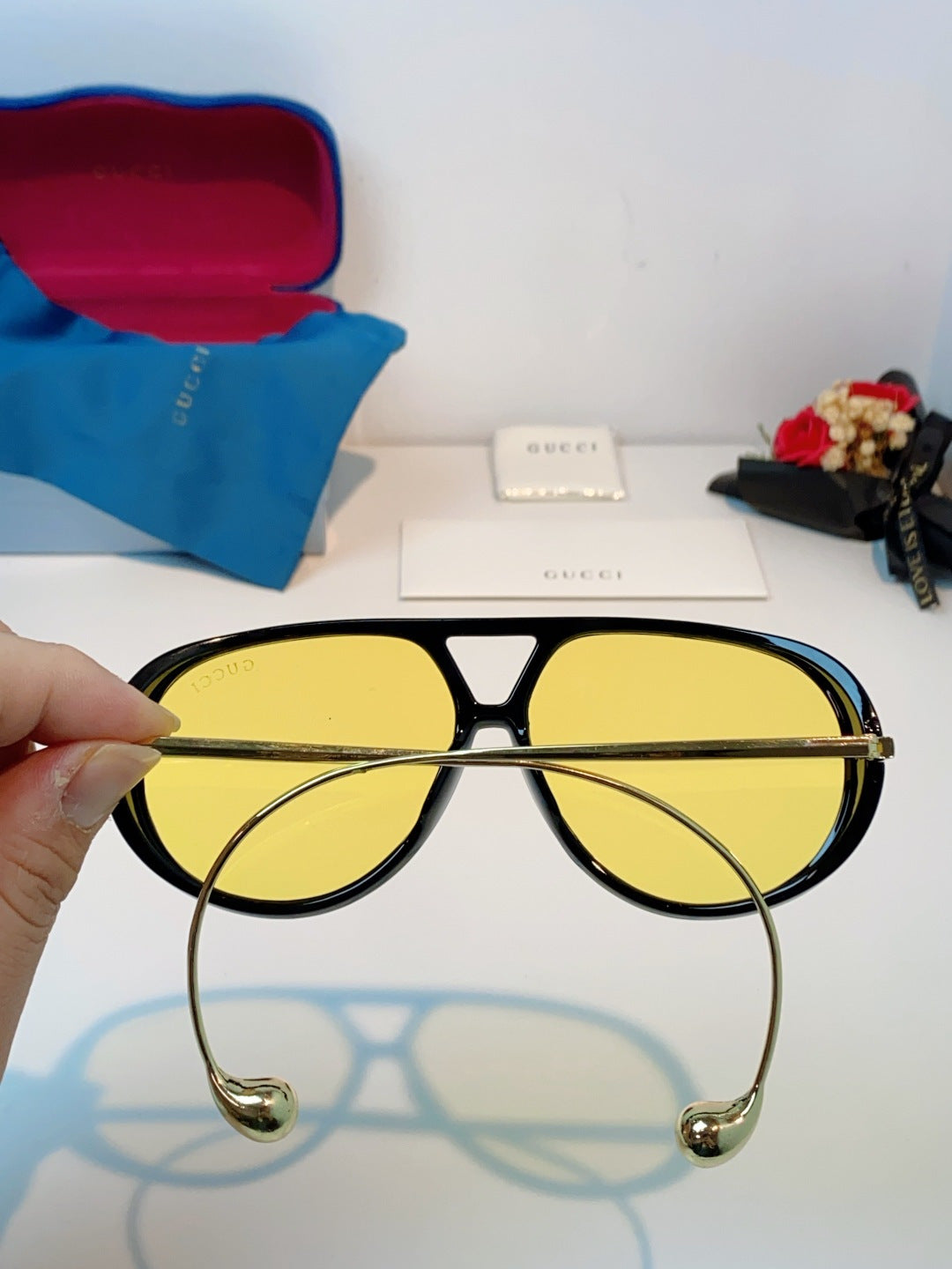 Gucci Aviator Orange Lens Sunglasses for Men & Women - detail image 5